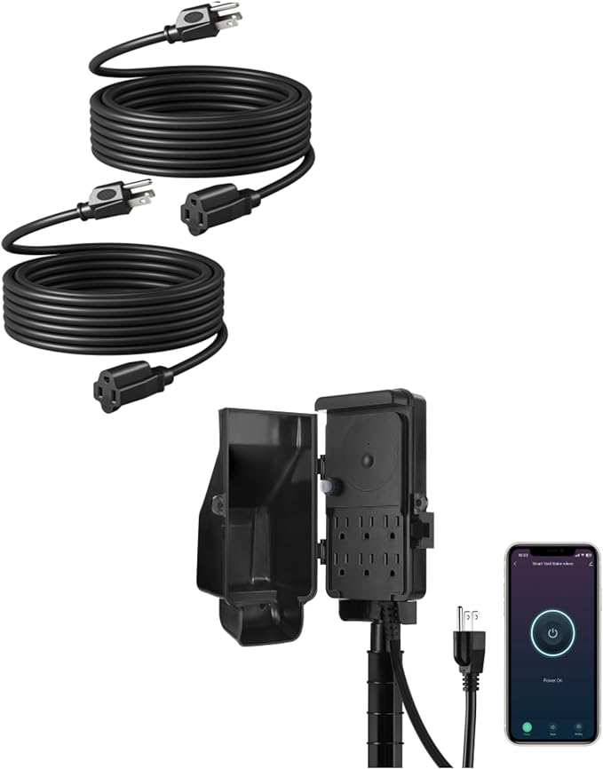 DEWENWILS WiFi Outdoor Outlet Timer, Smart Yard Stake Plug with 6 Outlets, Outdoor Extension Cord 25FT