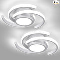 ADISUN LED Modern Ceiling Light, 6000K Semi Flush Mount Ceiling Light Fixture, Unique Ceiling Lamp for Living Room Bedroom Corridor Aisle Hallway, 2 Pack, Silver