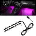 Car Interior LED Strip Light, 12V 24 LED Waterproof Neon Ambient Night Light with USB Port, Automotive Atmosphere Decorative Under Dash Lighting Kit, Car Accessories (Pink Purple)