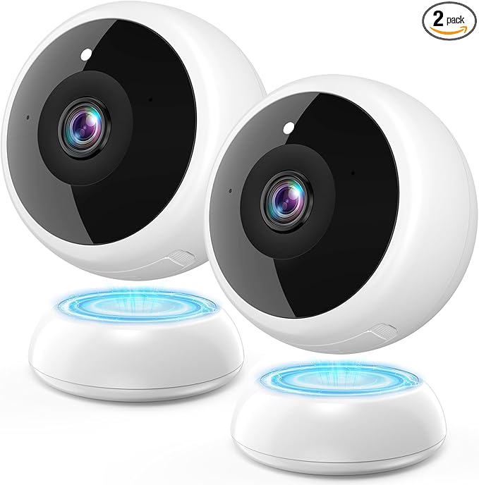 Magnetic Security Camera Wireless - 2Pack AI Motion Detection, 2K HD Video, Battery Powered, Ease of Setup, 2-Way Audio,IR Color Night Vision, Waterproof, Outdoor & Indoor Surveillance