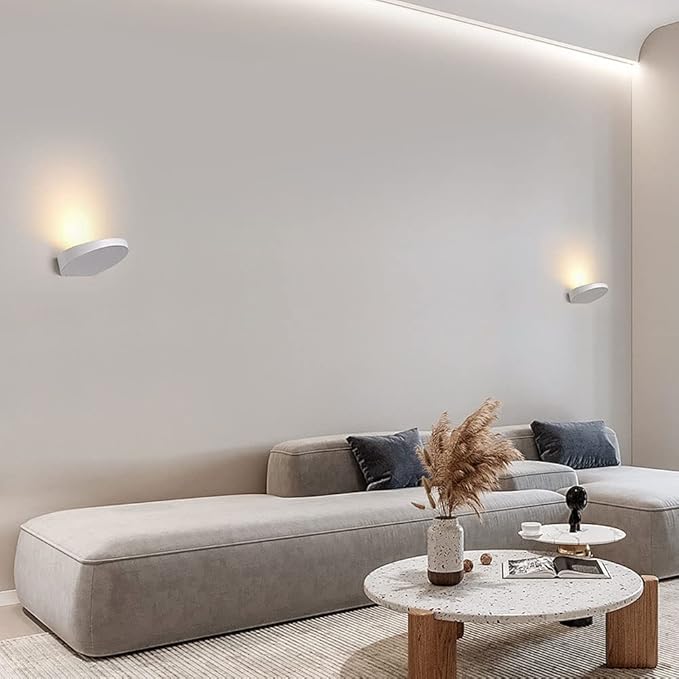 Set of 2 Warm White 3000K LED Stair Lights, 5W Indoor Wall Sconces for Living Room and Bedroom - Picture Gallery Lighting (White)