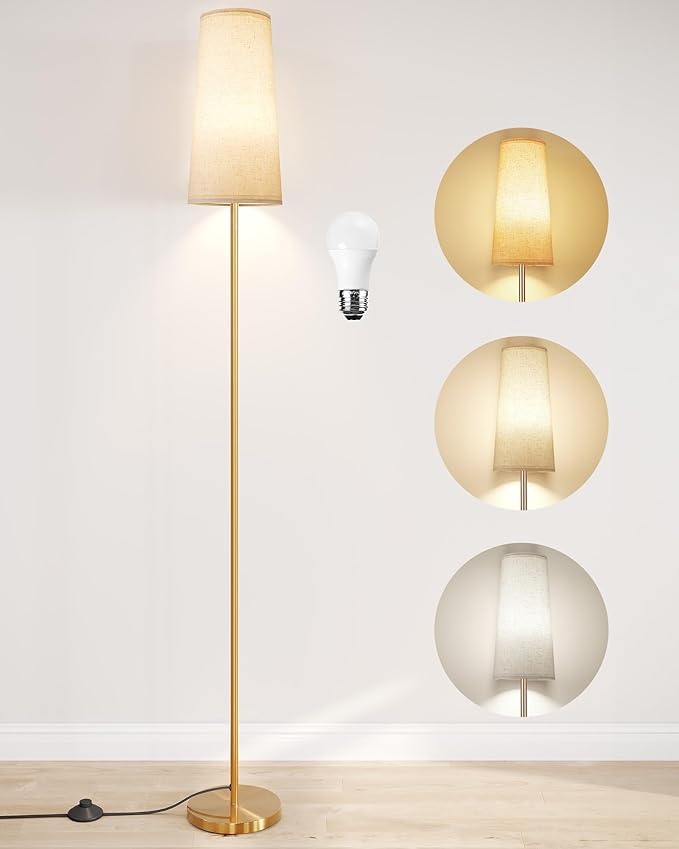 SUNMORY Floor Lamps for Living Room/Bedroom/Office, Standing Lamp with LED Bulb, 3 Color Temperature Tall Lamp, Suitable for Modern/Boho/Farmhouse and Other Home Decor Styles