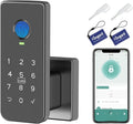 Foxgard Fingerprint Door Lock – 5-in-1 Biometric Smart Lock with Keypad, App Control, Key, Auto-Lock, Electronic Deadlock – Keyless Entry for Bedroom, Office, Indoor Use – Includes 2 IC Cards