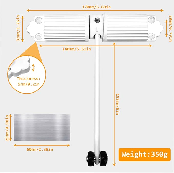 Automatic Door Closer - Heavy Duty Automatic Safety Spring Door Closer, Adjustable Tension Spring Action, for Wooden Doors up to 140 lbs with, Installation Hardware (White)