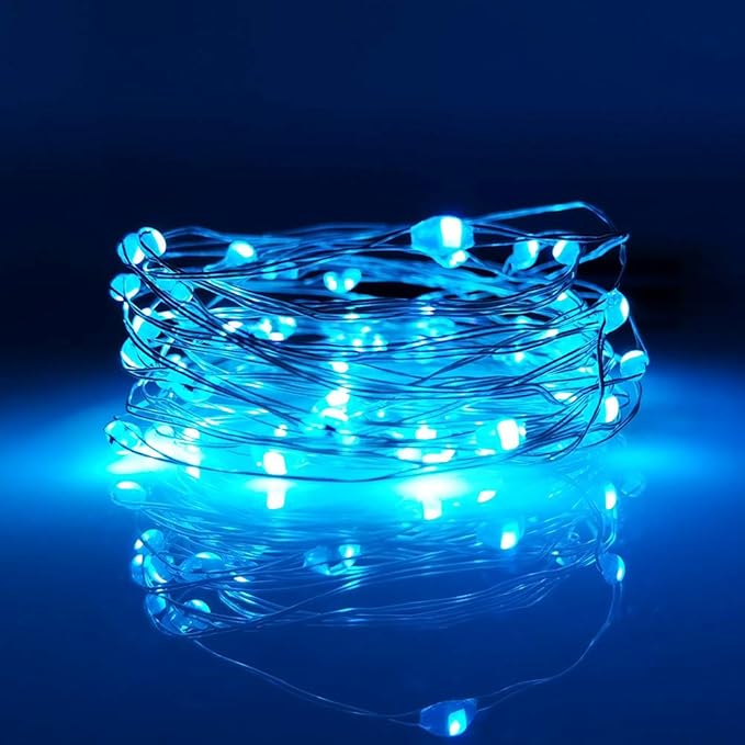 LIIDA [10-Pack] LED String Lights, 6.6FT LED Moon Lights 20 Led Micro Lights On Silver Copper Wire (Batteries Include) for DIY Wedding Centerpiece, Table Decoration, Party (Blue)