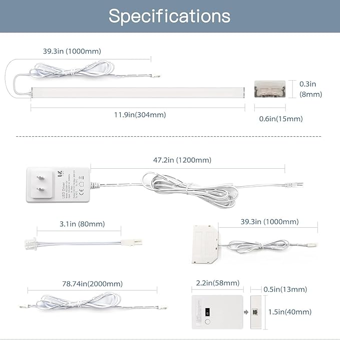 V4light Under Cabinet LED Lighting, 6 Pack Ultra Slim Aluminum Light Bars, Plug-in Kitchen Lights, Smart App & Alexa Control, Dimmable 2700K–6500K, Linkable for Closet, Shelf, Display Cabinet
