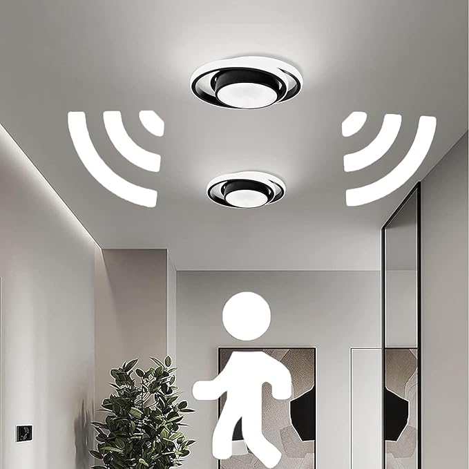 Motion Sensor LED Ceiling Light Indoor, 36W Cool White Mount Motion Activated Light Fixture Modern Flush Mount Ceiling lamp for Closet Laundry Bathroom Hallway Stair Porch Basement. (Round)