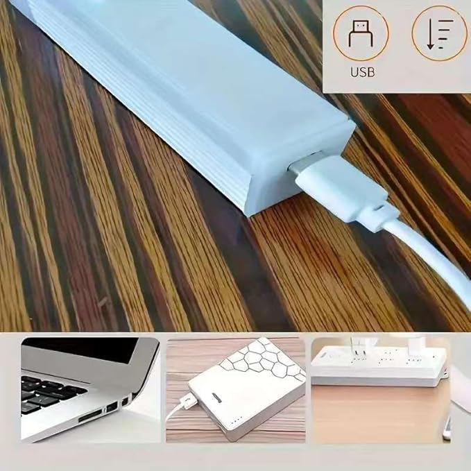 2-Pack, 12-Inch, LED Motion Sensor Cabinet Light, USB Rechargeable, Magnetic Mount, 120° Detection, White