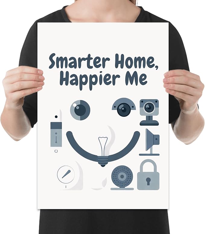 Modern Home Wall Art Poster Print - Smarter Home, Happier Me - 13x19 - Futuristic Minimalist Style