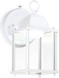 LIT-PaTH Small Outdoor LED Wall Lantern with Dusk to Dawn Photocell, 5000K Daylight White, 9.5W, 800 Lumen, Aluminum Housing Plus Glass, Outdoor Rated, 1-Pack, White