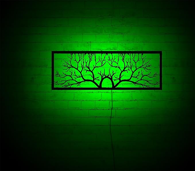 Led Tree Branch Lights For Wall, Tree Lighted-Up Wall Art With Rgb Color Changing Led, Metal Wall Decor, Rgb Lights, Home Decor, Birthday Gift, 6 inches