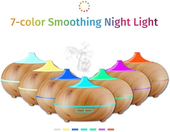 Aroma Essential Oil Diffuser, JoySusie 500ml Wood Grain Ultrasonic Cool Mist Whisper-Quiet Humidifier with Color LED Lights Changing & 4 Timer Settings, Waterless Auto Shut-Off for Spa Baby