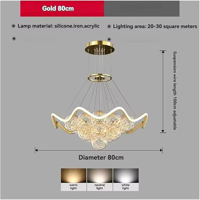 Modern Living Room Warm Bedroom Dining Room Chaner Led Indoor Lighting Nordic Creative Decorative Bright Lamps,Modern (3 Colors Changeable D80cm)