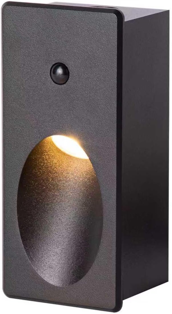 Motion Sensor Indoor Step Light, Adjustable Color Temperature (2700k/4000k/6000k), 3 watts, Flush Mounted/for Stairs, hallways, aisles, bedrooms, Non-Glare, Aluminum housing (Frosted Black)