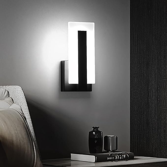 Hardwire Modern Wall Sconces with Stepless Adjustable 10%-100% 7W Acrylic LED Wall Light Brightness Suitable for Living Room Corridor Bedside (Cool White 5500K 1 Pack)