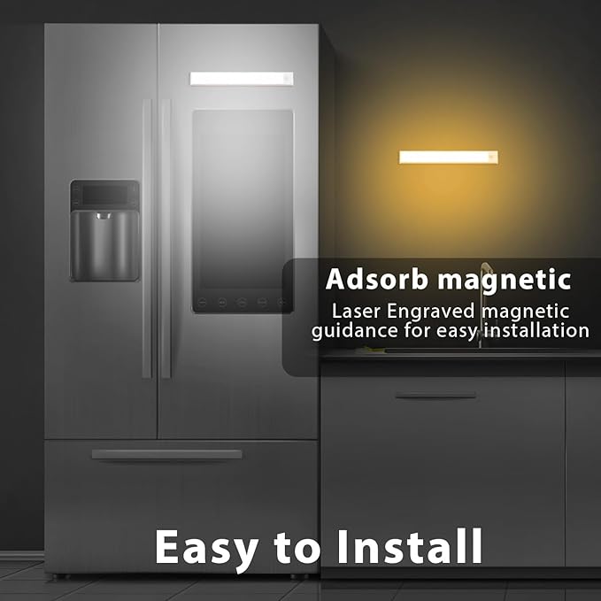 Under Cabinet Lighting Wireless, 2 Pack Under Cabinet Lights, Rechargeable Motion Sensor Light Indoor, 3 Color Temps, 5 Levels Dimmable Magnetic Closet Lights, Under Counter Lights for Kitchen, Stairs