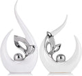 XMGZQ White and Silver Ceramic Statues for Home Décor Accents,Abstract Art Mid Century Modern Decor,Elegante Centerpiece Table Decorations,Sculpture for Entryway,Tv Stand,Mantel,Coffee Table