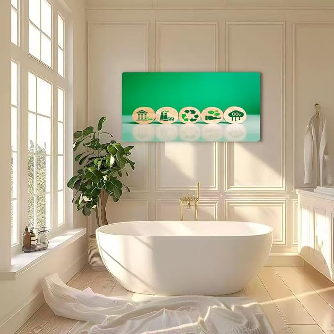 Wibinuki Wall Art Wall Decor Wall Paintings Green Energy on a wooden block Energy saving and sustainable for Living Room Bedroom Bathroom Home Decor Can Be Hung Directly 20"x 40"