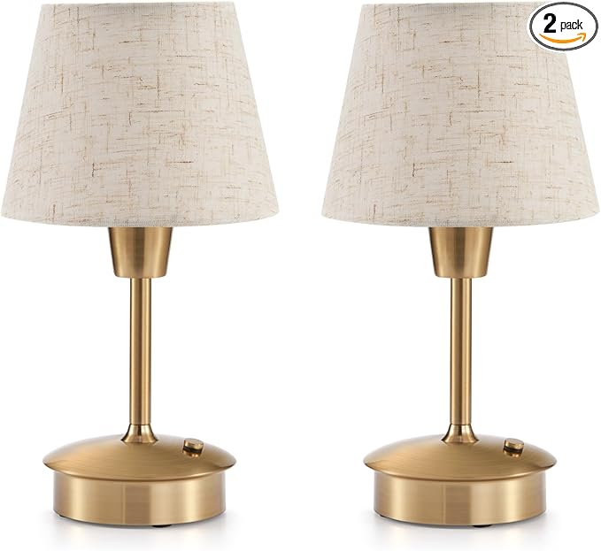2 Pack Small Cordless Table Lamp for Restaurant Dinner Table, 5200mAh Battery Operated Lamps, Rechargeable Portable Dimmable Touch Bedside Night Light for Side End Table Dining Room Patio Outdoor