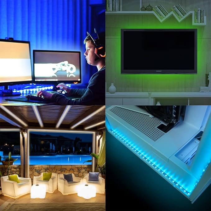 Kingwin RGB LED Strip Lights 17 FT. – Ultra Bright 5050 SMD Light Strip Kit with Remote, USB Powered, Aura Sync Compatible – Flexible RGB Lighting for PC Case, Laptop, Desk, TV, Home & Office Décor