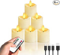 Rechargeable Flameless Candles with Remote Timer, 6pcs LED Flickering Electric Tea Lights Votive for Valentines, Christmas, Home Decor, Wedding,Home Decoration(USB-C Charging Cable Included)