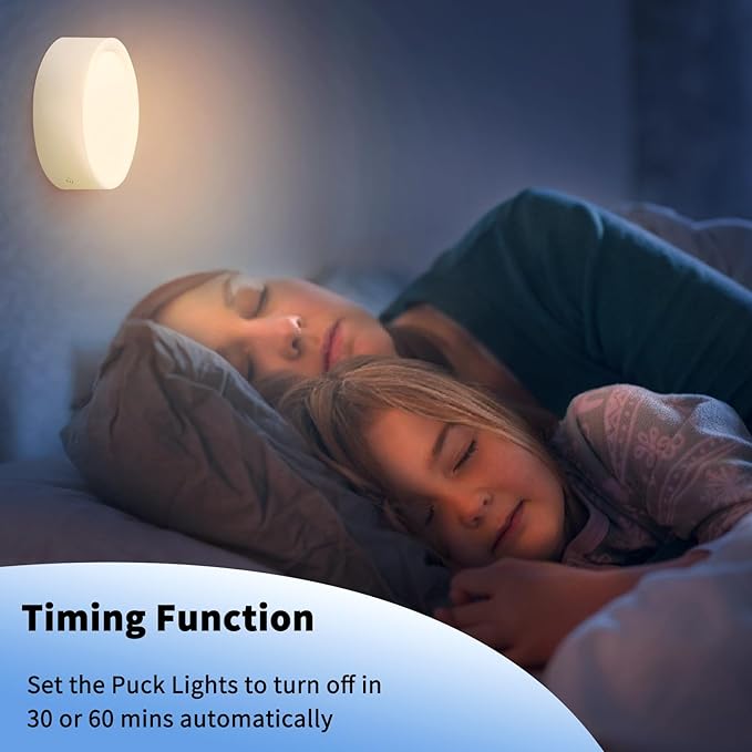 Magnetic LED Under Cabinet Lights, 3 Pack Rechargeable LED Puck Push Light with Wireless Remote Control, 13 Colors Dimmable RGBW Lighting and Timer Function for Kitchen Bedroom Lighting