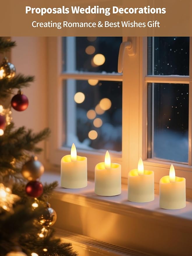 Rechargeable Flameless Tea Light Candles with Timer Remote, 1.5"x2.2" Electric Fake Flickering Votive Candles for Aniversary Wedding Centerpiece Table Decor Funeral Halloween Christmas (6 Pack)