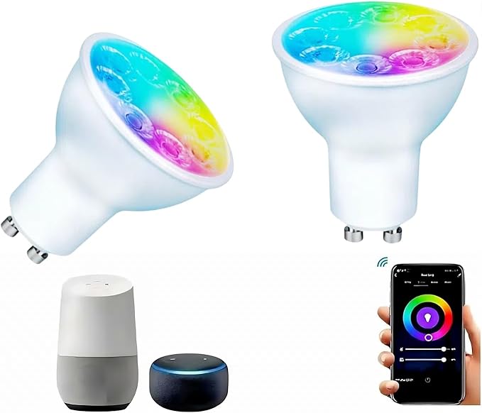 Smart Gu10 LED Bulbs Dimmable Color Changing,Gu10 RGB Bulb, WiFi & Bluetooth LED Bulb Work With Alexa Google, Adjustable 16 Million Color And Music Sync,For Living Roomn Bedroom Office Hotel Etc.2Pack