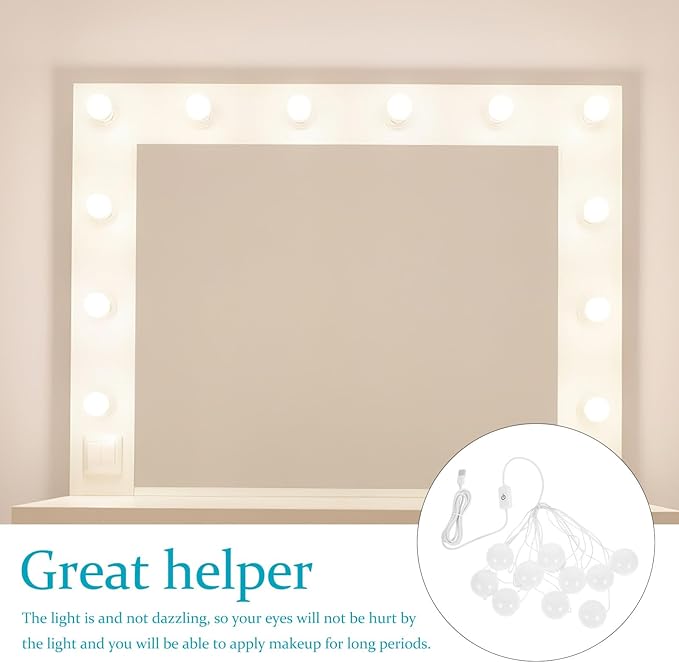 STOBOK 5v Dimmable Led Makeup Mirror Lights Strip USB Powered Vanity Lighting for Bathroom Dressing Table Brightness Easy Installation Soft Eye Protection