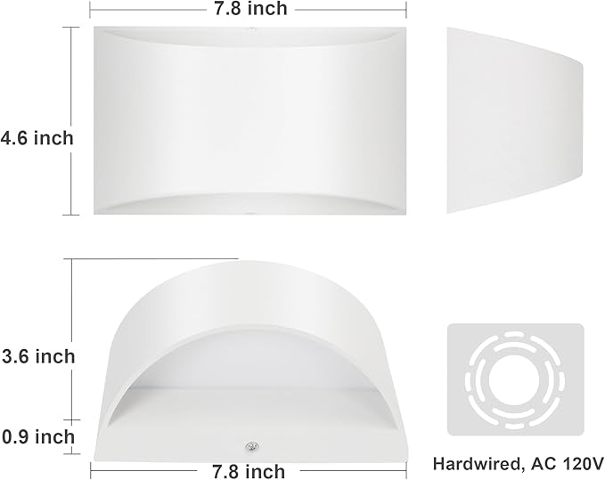 TRLIFE Modern LED Wall Sconces, Remote Control Dimmable and Adjustable Color Temperature 3000K~6000K Aluminum 12W Hardwired 120V AC Dimmable Wall Mounted Light for Bedroom Living Room(White, 2 Pack)