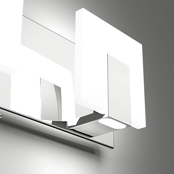 Aipsun 4 Lights Dimmable Modern LED Vanity Light for Bathroom Frosted White Acrylic Chrome Up and Down Bathroom Wall Light Fixtures Over Mirror(White Light 6000K)