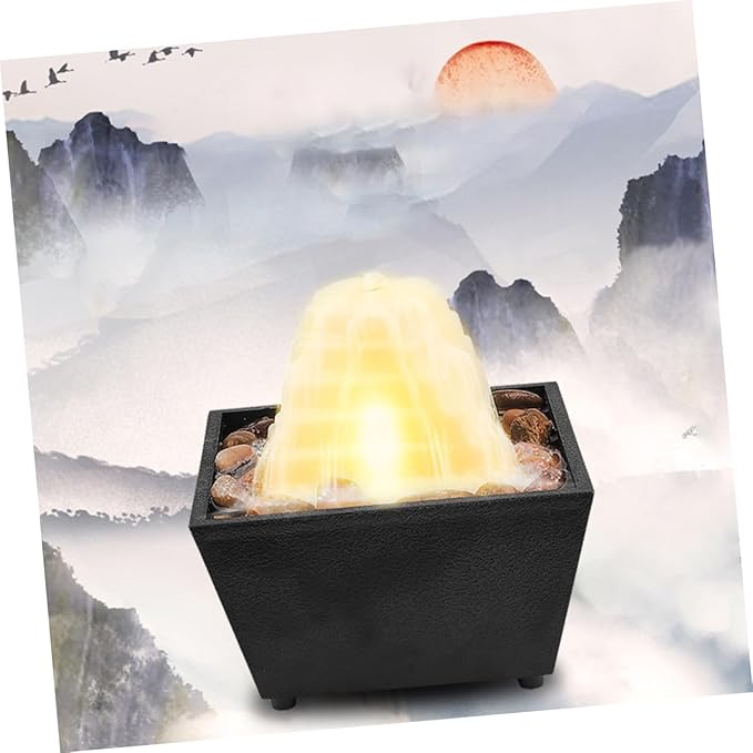 Creative LED Light Table Fountain Indoor Desktop Waterfall Ornament Zen Decor for Home Office Relaxation and Stress Relief