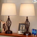 Touch Table Lamps Set of 2, nightstand lamp with USB Ports Bedside 3 Way Touch dimmer Desk lamp for Living Room Bedroom,Brown Plated Spiral cage Base Design Warm White dimmer Bulbs Included.