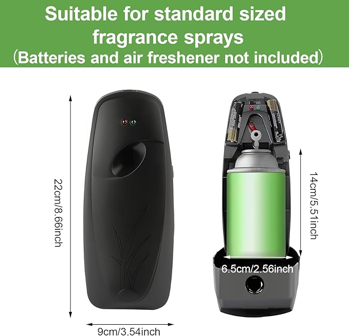 4PCS Automatic Air Freshener Spray Dispenser, Wall Mounted or Free Standing Battery Operated Sprayer for Bathroom Multiple Time Scent Mist Release Settings for Room Restroom Sprayer