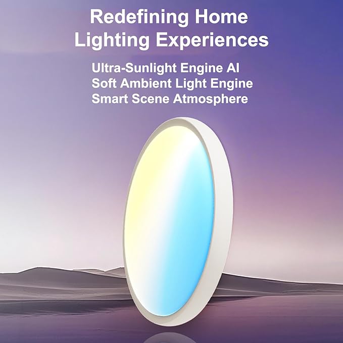 Smart Colour Ceiling Light, LED Ceiling Light with App Control, Remote Control, Color Temperature Range 1800K–12000K, for Indoor Home Lighting, Livingroom and Bedroom