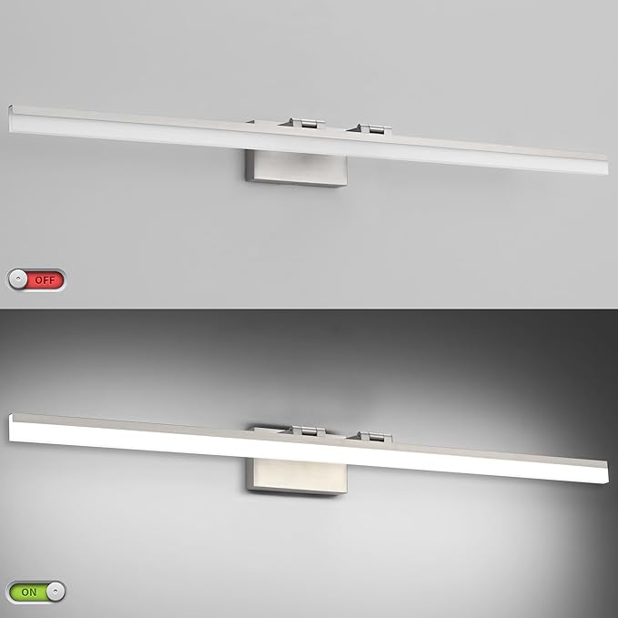 SOLFART 5 Color Temperature Dimmable 47.2 Inch Bathroom Light Fixtures Over Mirror Brushed Nickel Vanity Lights for Bathroom Modern LED Light Fixture 5CCT