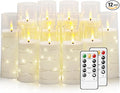 Flameless Candles with Embedded Star String, 12 Pcs Battery Operated LED Pillar Candles with Remote and Timer, Suitable for Home Decor, Party, Christmas & Wedding (White)