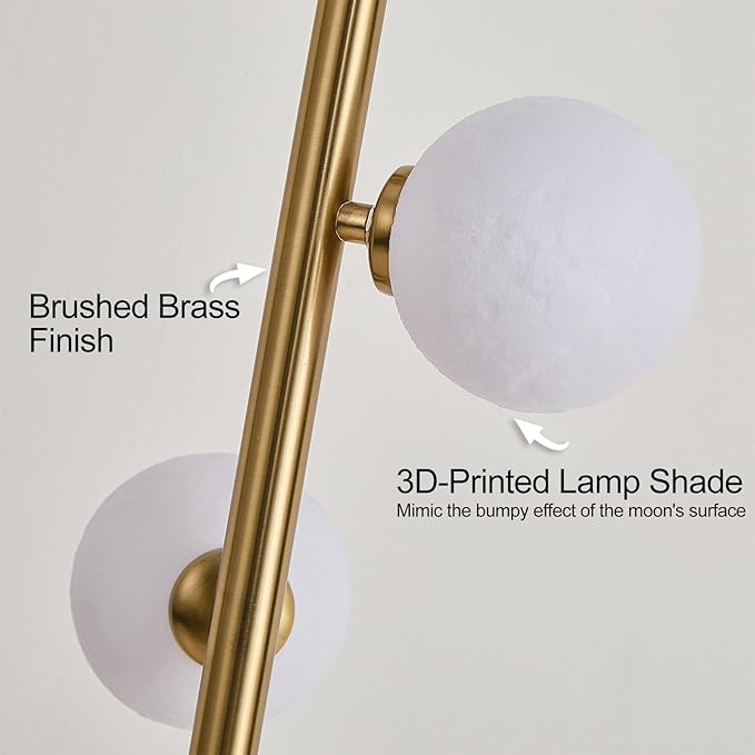 Hsyile Modern Creative Floor Lamp for Living Room,Bedroom,Office,Globe High Pole Standing Lamp, Tree Lamp (Brass)