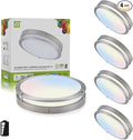 ASD LED 16" Round Flush Mount Lighting, Close to Ceiling Light Fixture | 3CCT, Dimmable, Battery Backup, ETL Listed | 24W 2116LM 3000-5000K 100-277V | Low Profile Double Ring Lamp | Nickel, 4 Pack