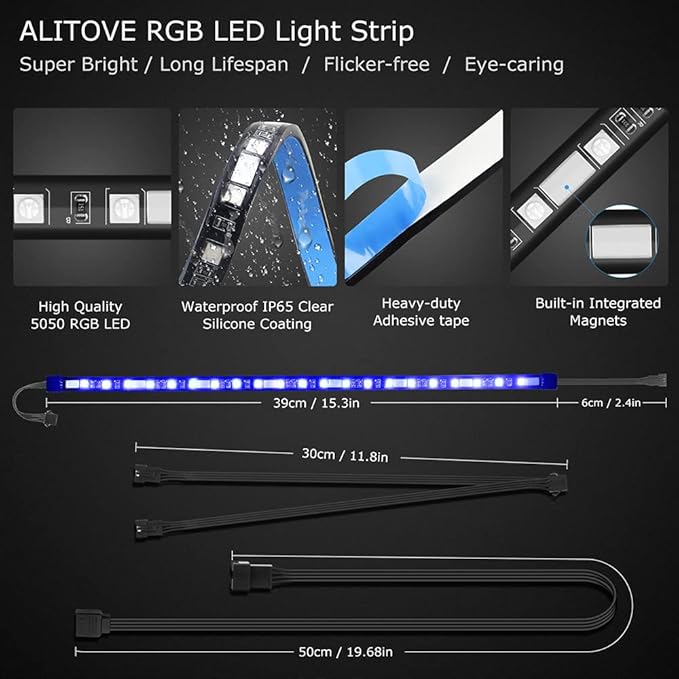 ALITOVE PC RGB LED Strip Light for Storefront Business Bluetooth APP Control LED Modules for Signs 40ft 80PCS 5050 SMD LED IP65 Waterproof Module Light for Window Store Advertising Decor, 4pcs