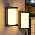 2 Pack Dusk to Dawn Outdoor Wall Lamp Porch Lights,3 Color Modern Exterior Lighting Fixtures,Outdoor Waterproof for Front Porch Light,LED Wall Mount Sensor Outside Lights for House,Garage,Yard