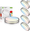 ASD LED 16" Round Flush Mount Lighting, Close to Ceiling Light Fixture | 3CCT, Dimmable, Energy Star, ETL Listed | 24W 1854LM 3000-5000K 120V | Low Profile Double Ring Lamp | Nickel, 4 Pack