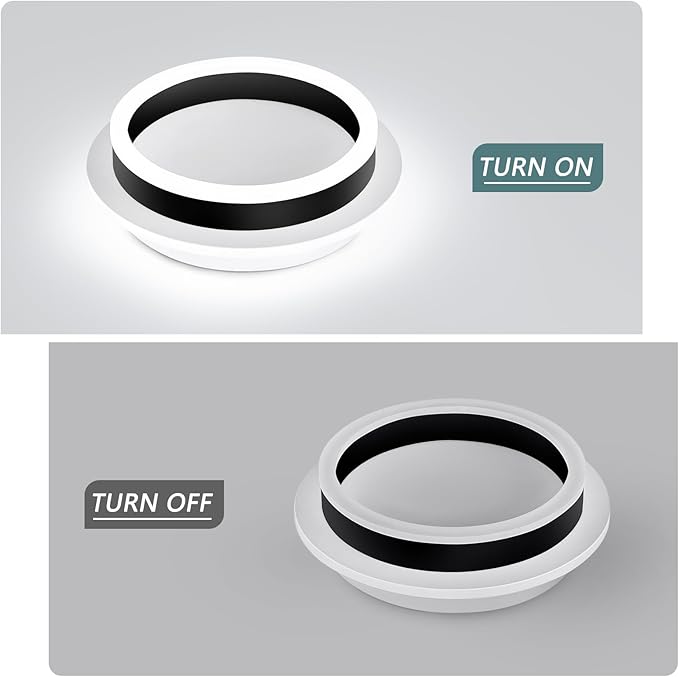Round Modern LED Flush Mount Ceiling Lamp, 24W LED Light Fixture, Black Small Hallway Ceiling Light for Dining Room, Bedroom, Kitchen, Bathroom, Entryway Lighting (Cool White, 6000K)