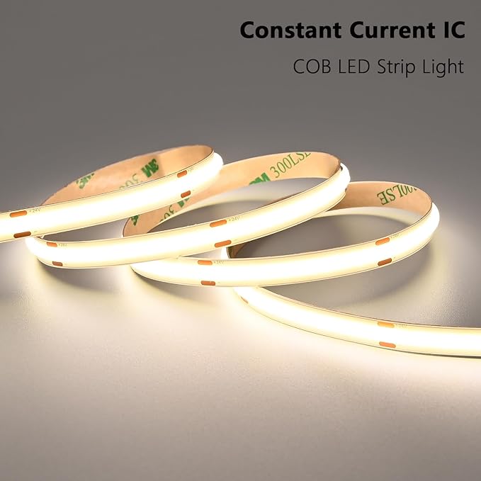 24V COB LED Strip Lights 65.6ft Kit, 4000K Natural White Cuttable Adhesive 480LEDs/M CRI 90+ LED Tape Light with Power Supply for Bedroom Kitchen Living Room Ceiling