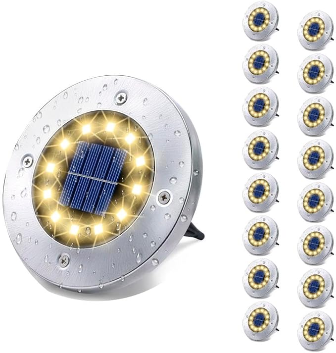 HOUSEOFLED Solar Ground Lights 12 Pack, Waterproof IP65 In-Ground Outdoor Landscape Lights, Warm White, for Pathway, Garden, Yard & Patio