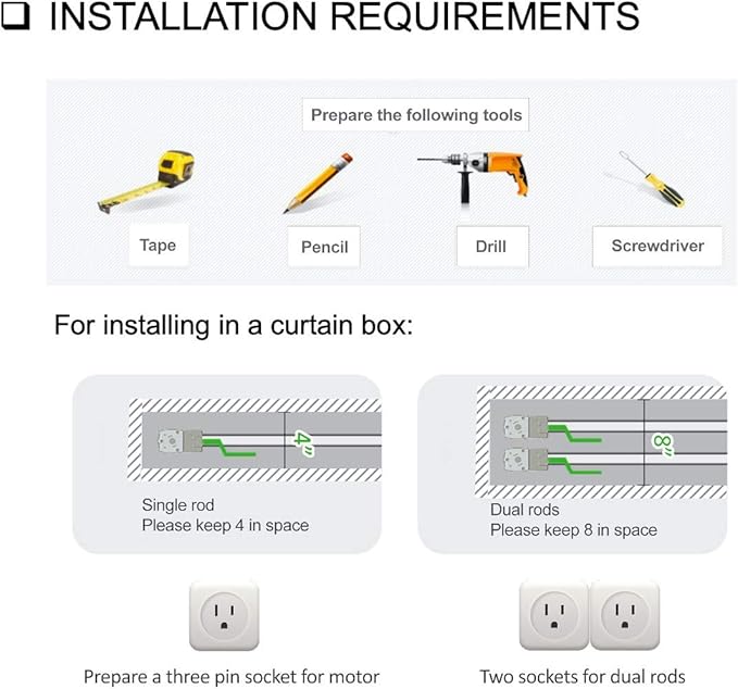 Smart Curtain System, Heavy Duty Electric Curtain Rod, WiFi Control, Compatible with Alexa, Google Home, Adjustable Length (10 ft rod)