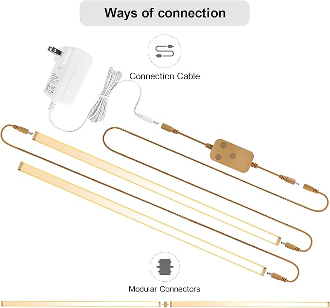2pack 40inch Smart Under Cabinet Lighting, 2700-6000K Under Counter Kitchen LED Light, Dimmable Under Counter Closet Light Fixture APP Control, Work with Alexa, Google Assistant (Gold)