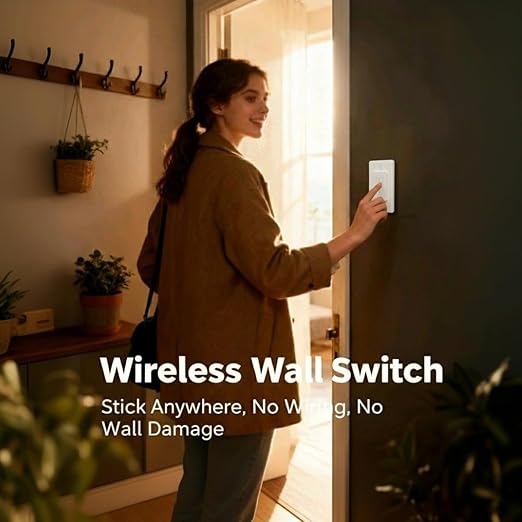 Remote Control Outlet: Wireless Light Switch with Wall Plate — Long Range — Plug in On Off Switch for Lights & Small Appliances — 1 Remote for 3 Outlets — no Wiring