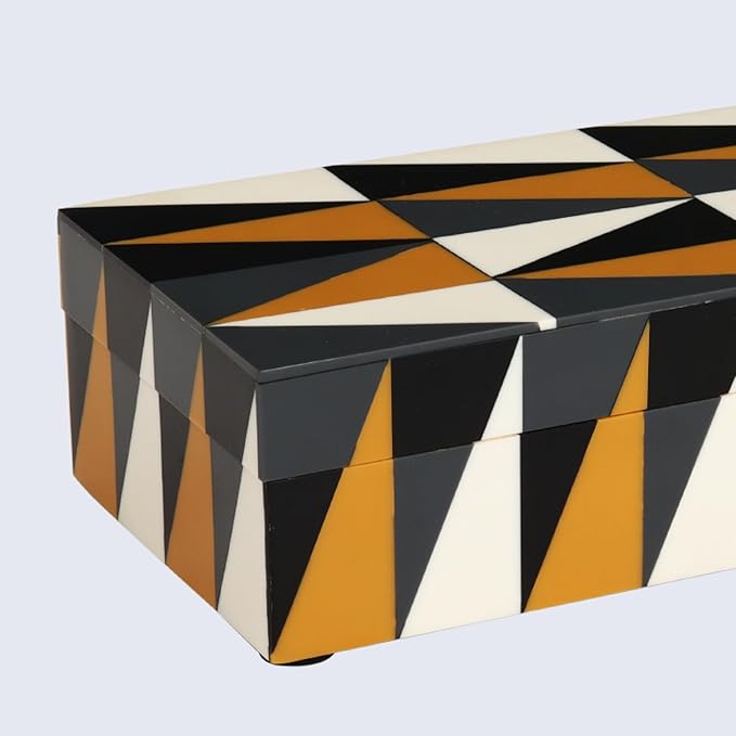 Handicrafts Home Decorative Storage Box with Lid, Box for Remote Controls, Coffee Table Storage Organizer, Keepsake Decorative Box for Living Room, Shelf & Hallway Decor, Puzzle Guild 10 x 4.5 x 2.5