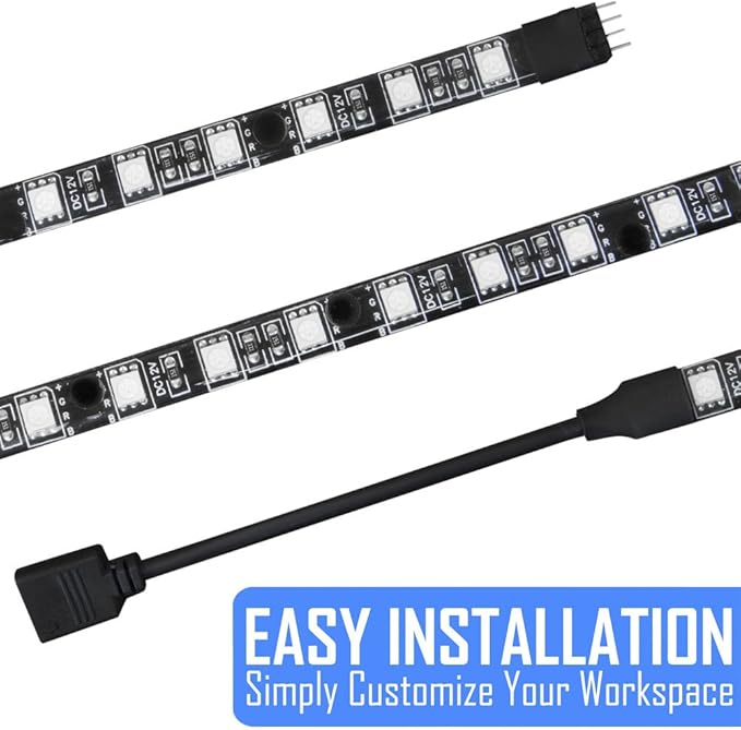 Kingwin RGB LED Strip Lights, LED Light Strip Magnetic w/ Adhesive Option For Computer Case, PC, Laptop, and Background Lighting. 5050 SMD Strip Lights, 24 Inches [Asus Aura RGB Compatible]